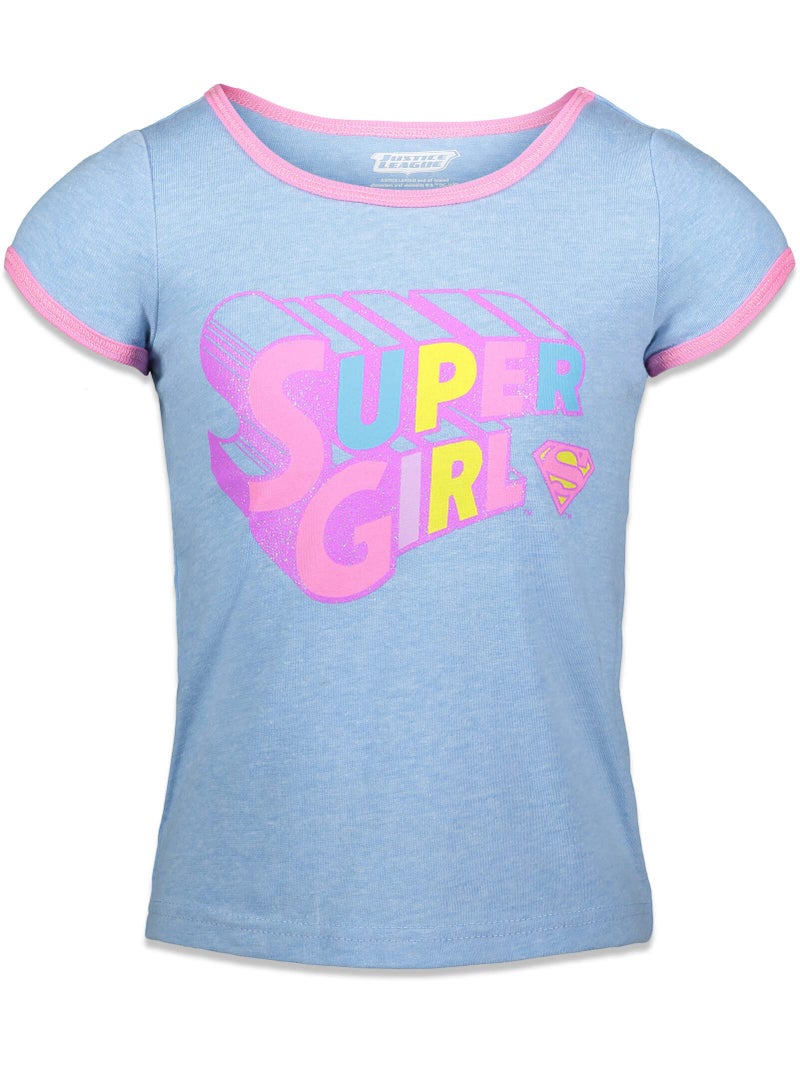 DC Comics Justice League Batgirl Super Girl Wonder Woman Toddler Girls 3 Pack T-Shirts Red, Purple, and Blue Heather 4T - Image 2